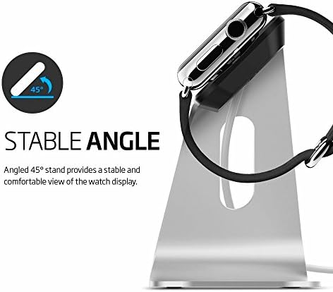 Apple Watch Stand, Mekrro [Charging Dock] Apple Watch Charging Stand Aluminum Build Cradle Holds Apple Watch - Comfortable Viewing Angle for Apple Smart Watch [2015]- Silver