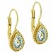 Vermeil (24k Gold over Sterling Silver) Genuine Blue Topaz Filigree Teardrop LeverBack Lever Back Earrings