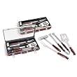 Fuego Natural Wood With Aluminum Accent BBQ Case With Clear Lid & BBQ Tools