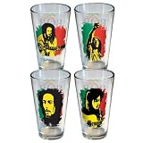 Bob Marley 4 pk Beer Pub Pint Glasses Barware Drinking Glass by 