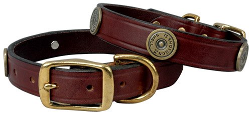 Shotgun Shell Decorated Leather Collar - 22 in.
