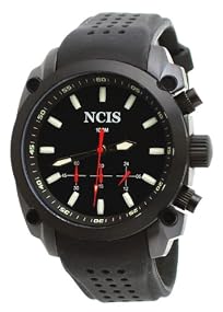 NCIS Men's Black IP Silicone Strap Military Spec Chronograph Watch
