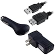 Flip Video Mino Charging Combo w/ 6 Feet USB Extention Cable + USB Car Charger and USB Wall /