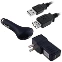 Flip Video Mino Charging Combo w/ 6 Feet USB Extention Cable + USB Car Charger and USB Wall / Travel Charger
