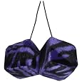Zebra Safari Animal Car Mirror Fuzzy Dice - Purple & Black - Pair