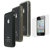 Buy 3 Color Pack Bumper Design TPU Silicone Crystal Skin Case for Apple iPhone 4 4th...