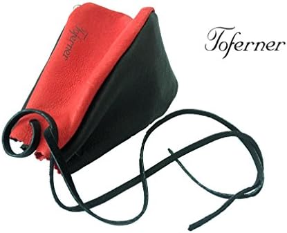 Leather Drawstring Pouch (black-red)