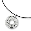 Brushed Stainless Steel Tribal Circle Necklace on 18 Inch Leather Cord