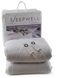 Sleepwell Luxury 100 Percent Cotton Double Heated Mattress Cover with Intelliheat Technology and Dual Control