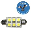 HQRP 42mm High Power 6 LEDs SMD 5050 LED Festoon Bulb Cool White 6000K 10-30V DC 1.5W 107 Lumen