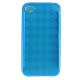 Blue Checker Soft Crystal Tpu Skin Gel Cover Case for Apple Iphone 4 4g + Premium Lcd Screen Guard + in Blister Retail Package