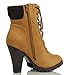 Soda Women's Rouge Faux Suede Lace Up Combat Chic Work Boot High Heel Ankle Bootie