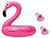 Moon Boat Giant Inflatable Pink Flamingo Pool Floats, 4 ft Wide, with 2 Flamingo Drink Holder Coaster (TM)