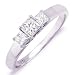14k White Gold Princess Diamond Ladies Bridal 3 Stone Ring Engagement (0.60 cttw, F-G-H Color, SI-I Clarity)