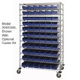 12x60x74 Chrome Wire Shelving With 118 Shelf Bins Blue