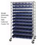 18x72x74 Chrome Wire Shelving With 140 Shelf Bins Blue