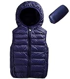 Happy Cherry 子供服 綿服 外出服 チョッキ ベスト 厚手 冬 防寒 可愛い キッズ ベビー 男の子 女の子 出産祝い ネイビー 140cm