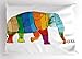Lunarable Safari Pillow Sham, Cute Colorful Striped Elephant African Life Symbol Large Mammal Family Illustration, Decorative Standard Size Printed Pillowcase, 26 X 20 Inches, Multicolor