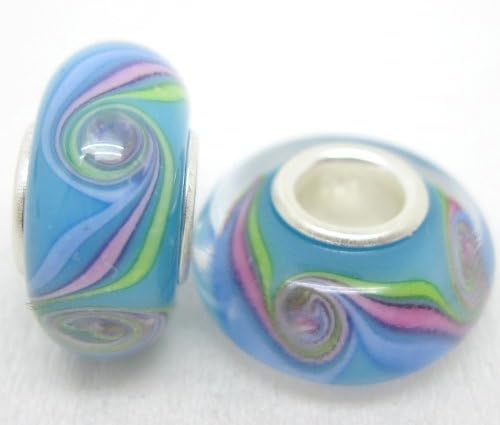 Bleek2Sheek Murano Glass Rainbow Swirls (set of 2) Fits Pandora