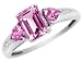 Created Pink Sapphire Ring with Diamonds 1.66 Carat (ctw) in 10K White Gold