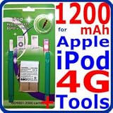 HQRP 1200mAh Internal Li-Ion Battery Repl. for Apple iPod 4 Generation (4th, 4G, 4Gen) MP3 Player + Special Toolkit + Special Torx Screwdriver Tool and Installation MANUAL + HQRP Screen Protector