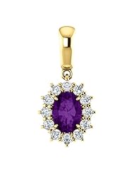 10K Yellow Gold 7.00x5.00mm Oval Cut Chatham Created Alexandrite and Diamond Pendant -- LIFETIME WARRANTY