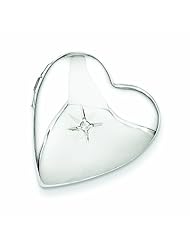 Genuine .925 Sterling Silver & Diamond Polished 20mm Falling Heart Locket 3.4 Grams. 100% Satisfaction Guaranteed.