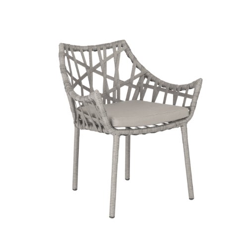 Euro Style Gazelle Arm Chair in Taupe Fabric and Rattan, Set of 4 Euro Style Gazelle Arm Chair in Taupe Fabric and Rattan, Set of 4
