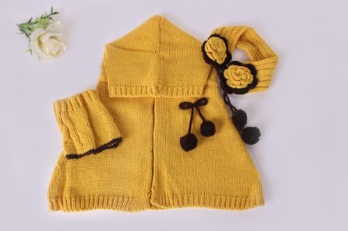 BESTIM INC 2014 Hot sale 3in1 Baby Girl Winter Warm Knit Shawl Earmuffs Scarf Cape Hat Gloves Toddler