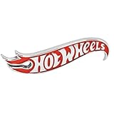 Genuine GM Hot Wheels Emblem, Red & Chrome with Flames Facing Left; Fits on Any Vehicle, Any Year