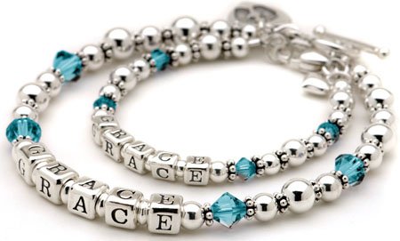 Sale December Blue Topaz Crystal Mother Daughter Birthstone Bracelets