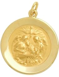 14 Karat Gold High Polish Religious Baptismal Medal Medallion with chain
