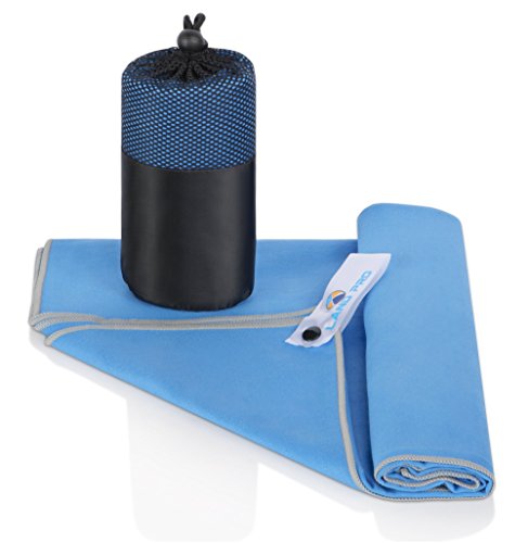 Microfiber Sport and Outdoor Towel- Super Absorbent, Quick Dry, light weight and Antibacterial. Perfect for outdoor activities, sport, hiking, camping, Swim, yoga, beach and running