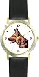German Shepherd Dog - WATCHBUDDY&reg; DELUXE TWO-TONE THEME WATCH - Arabic Numbers - Black Leather Strap-Women's Size-Small