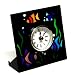 Black Tropical Fish Table or Shelf Clock 4.75 x 4.75 (Colorful)