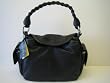 Lauren by Ralph Lauren Genuine Leather Shoulder Bag with Braided Strap in Black