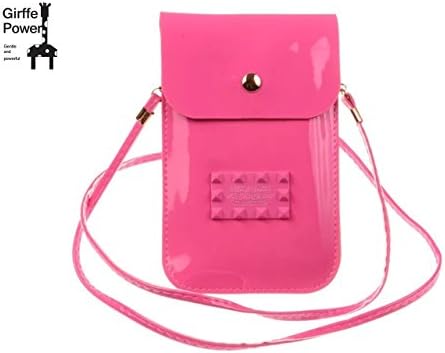 Giraffe Power(TM) Patent leather Candy Colors Cross Body/Phone Bag/Pouch/Purse For Most Phone Models Free Gift 2 Screen Protectors + 1 stylus (Pink)