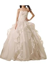 Strapless  Pleated Organza Natural   Waistline  Ball Gown Bandage Dress/Wedding Dress 