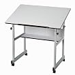 MiniMaster FourPost White Drafting Table Cherry Woodgrain Top/Black Base