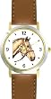 Palomino Horse in Bridle Horse - WATCHBUDDY&reg; DELUXE TWO-TONE THEME WATCH - Arabic Numbers - Brown Leather Strap-Children's Size-Small ( Boy's Size & Girl's Size )