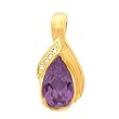 14K Yellow Gold Amethyst and Diamond Pendant