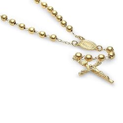 14K Gold Filled Rosary Necklace w/Cross Pendant 24" - Ideal Gift For Mother Day, Anniversary, Engagement, Wedding, Birthday, For Her