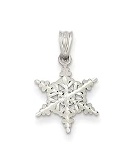 14k White Gold Diamond -Cut Snowflake Pendant