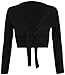 Purple Hanger Women's Long Sleeve Bolero Crop Cardigan Tie Shrug Black 4-6