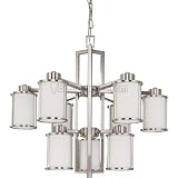 Nuvo 60/2855 2 Tier 9 Light Chandelier with Satin White Glass