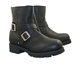 Men's Rampant Motorcycle Black Leather Boot - Size : 10
