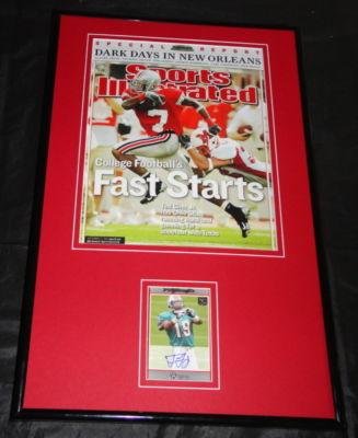 Ted Ginn Signed Rookie Card & Photo Framed 11x17 Display TOPPS Ohio State OSU - Framed College Photos, Plaques and Collages