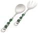 Wild Eye Desigsn Salad Server Set, Green Glass Beads