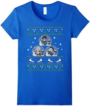 Women's Yuri on Ice Ugly Sweater Christmas T Shirt Small Royal Blue