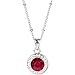 Heirloom Finds Brilliant Red Crystal Silvertone Bezel Pendant Necklace